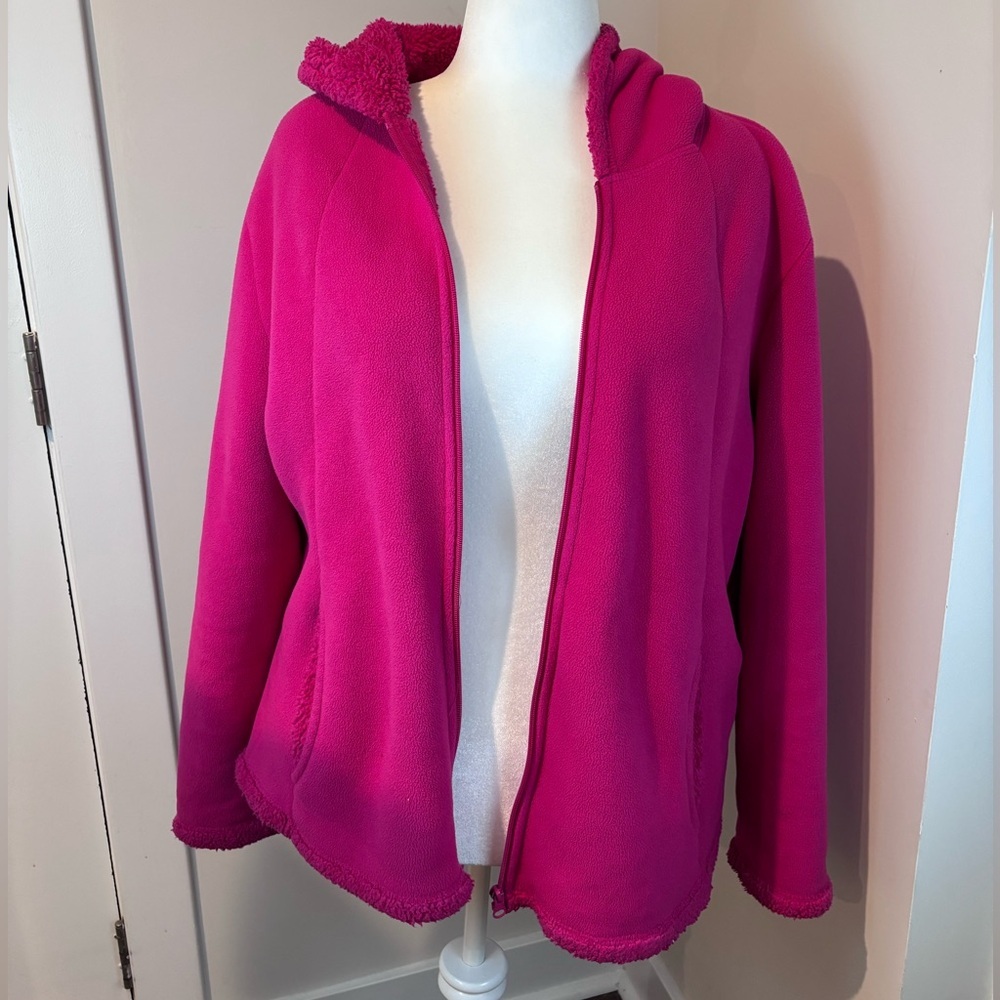 Faded Glory Women’s Plus Size 2X (18W-20W) Magenta Quartz Fleece Zip-Up Hoodie J